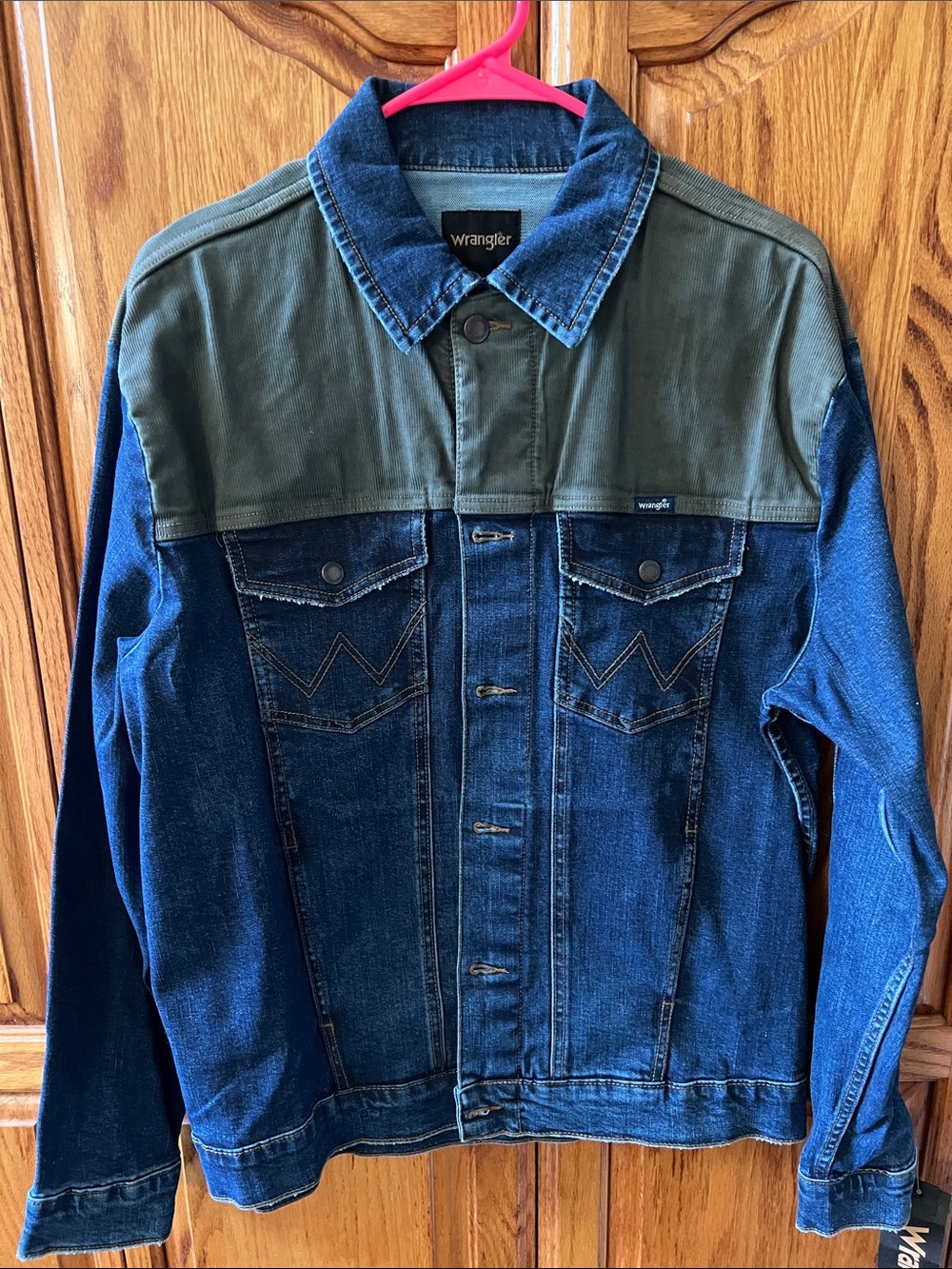 Wrangler Two-Tone Denim & Olive corduroy Jean Jacket
